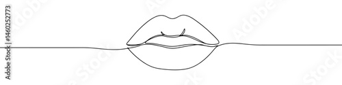 Female lips continuous one line drawing. Beauty salon woman girl smile concept.
