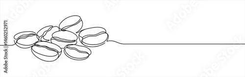 Coffee beans continuous one line drawing. Caffeine sign.