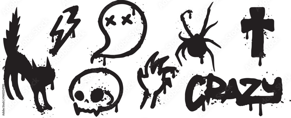 Hand drawn halloween christmas set line art vector Hand drawn halloween christmas set line art vector