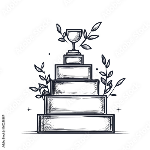 Winner Podium 2D flat vector illustration, isolated on a white background.