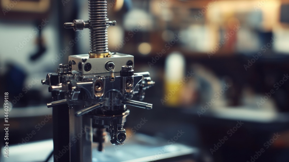 Close-up view of intricate machine components in a workshop. Close-up view of intricate machine components in a workshop.