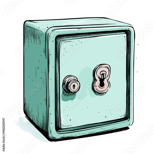 Safe Box 2D flat vector illustration, isolated on a white background.