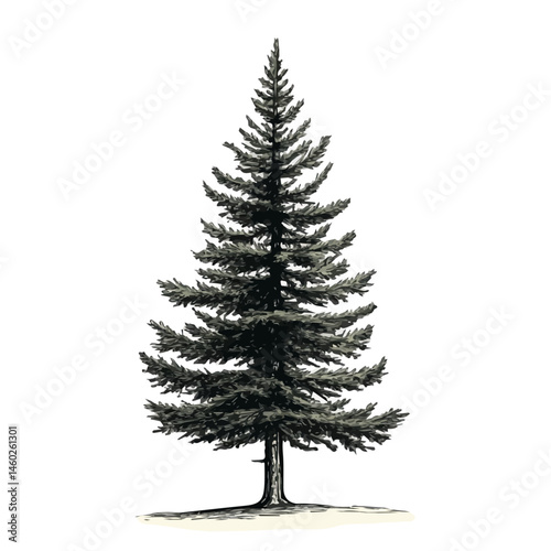 Pine Tree 2D flat vector illustration, isolated on a white background.