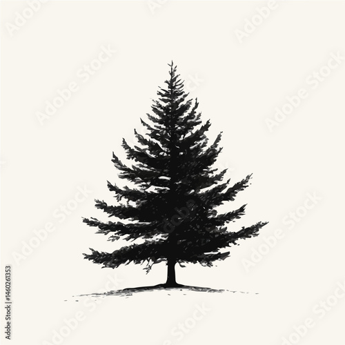 Pine Tree 2D flat vector illustration, isolated on a white background.
