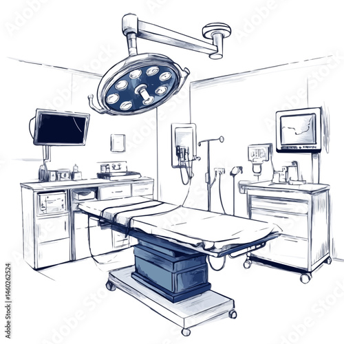 2D flat vector illustration of Operating Room, isolated on a white background.