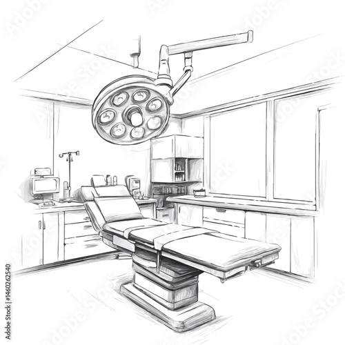 Operating Room 2D flat vector illustration, isolated on a white background.