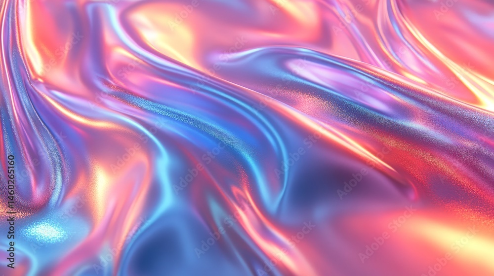 Fototapeta premium Dynamic, iridescent fabric folds with vibrant hues.