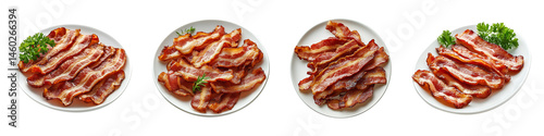 Set, group, collection of bacon dish isolated on a transparent background.
