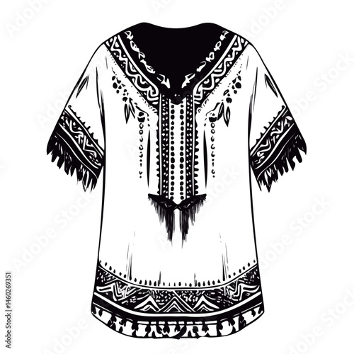 Dashiki 2D flat vector illustration, isolated on a white background.