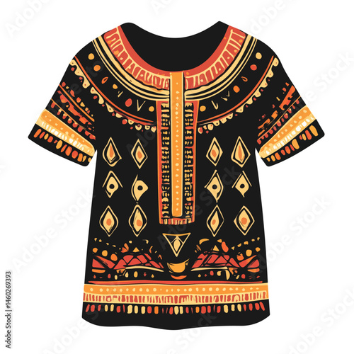 Dashiki 2D flat vector illustration, isolated on a white background.