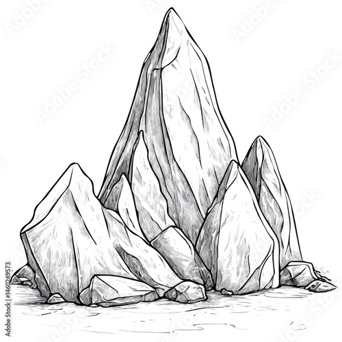 Crystal Mountain 2D flat vector illustration, isolated on a white background.