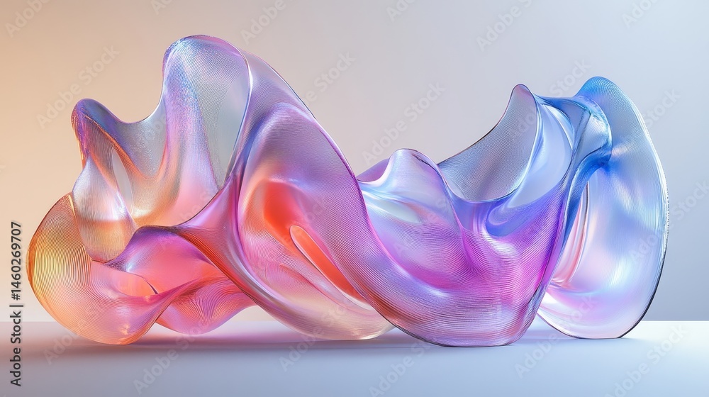 Obraz premium Abstract iridescent form with flowing curves.