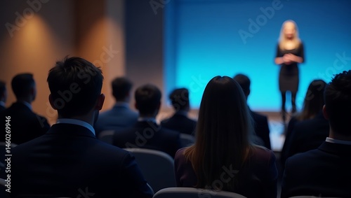 Attendees watching a business presentation in a conference setting atmosphere