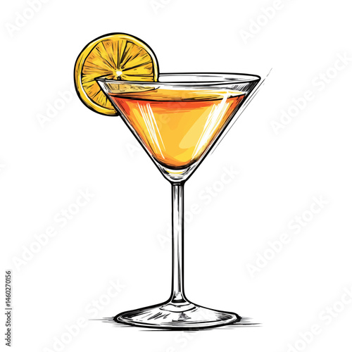 2D flat vector illustration of Cocktail Drink, isolated on a white background.