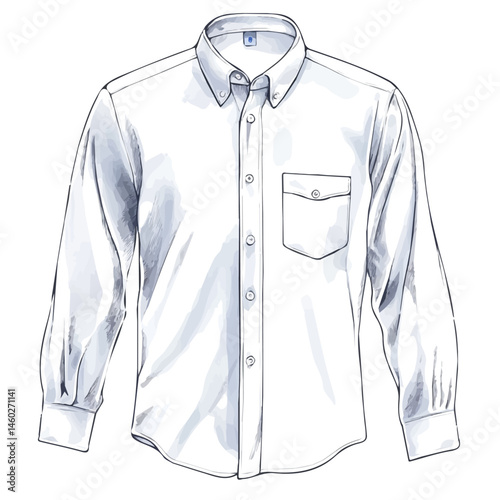 Button-up Shirt 2D flat vector illustration, isolated on a white background.