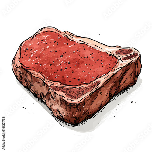 Beef Steak 2D flat vector illustration, isolated on a white background.