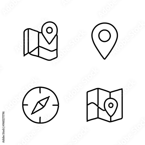 vector illustration of elements with location symbols	