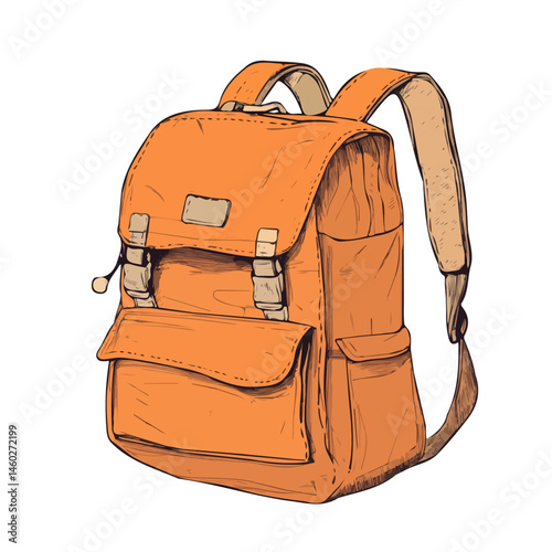 2D flat vector illustration of Backpack, isolated on a white background.