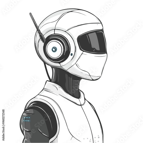 AI Assistant Interface 2D flat vector illustration, isolated on a white background.