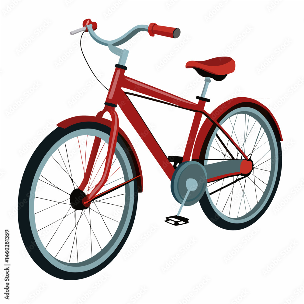 Obraz premium Sports red bicycle.Sport bike. Bicycle for a quick ride. Active way of life.Isolated vector illustration on white background.Side view