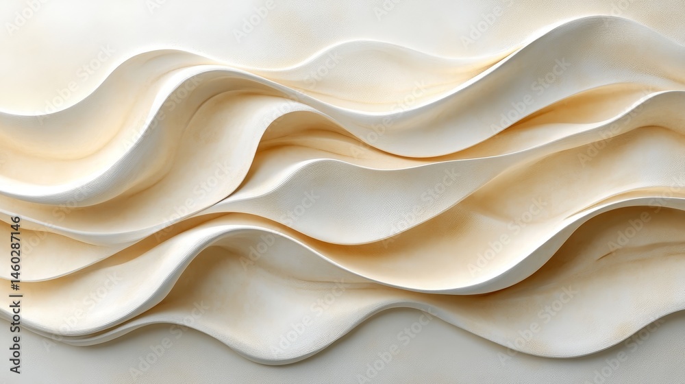 Obraz premium Abstract design of flowing, undulating forms in light cream.