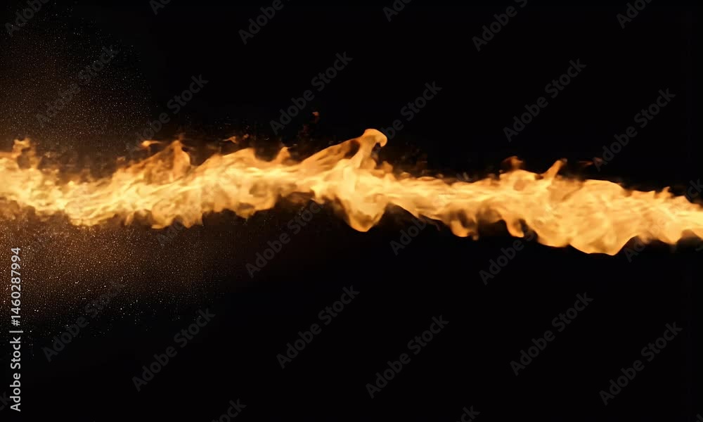 Dynamic Flow of Brilliant Flames and Particles Against a Black Background Video Animation