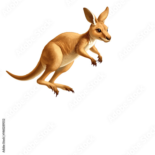 Cartoon Kangaroo Jumping Over River Isolated on Transparent Background