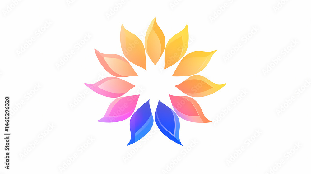 Digital nomads icon. colorful solar panel illustration with sun icon isolated on a white background. [Solar Nomads] | Mirage Urbanism | nomadic cluster. Illustration