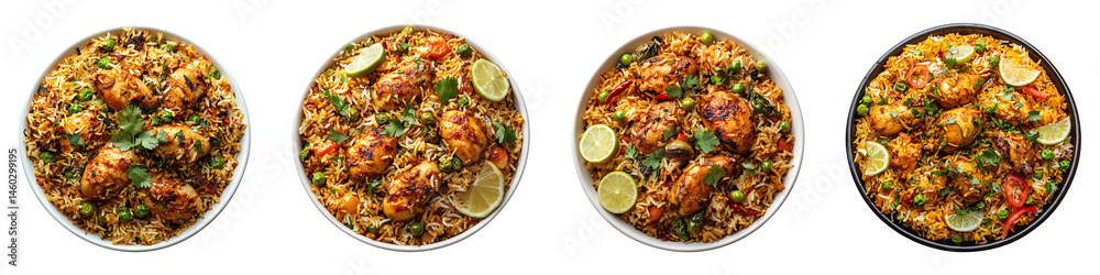 Set, group, collection of Chicken Biryani isolated on a transparent background. Set, group, collection of Chicken Biryani isolated on a transparent background.