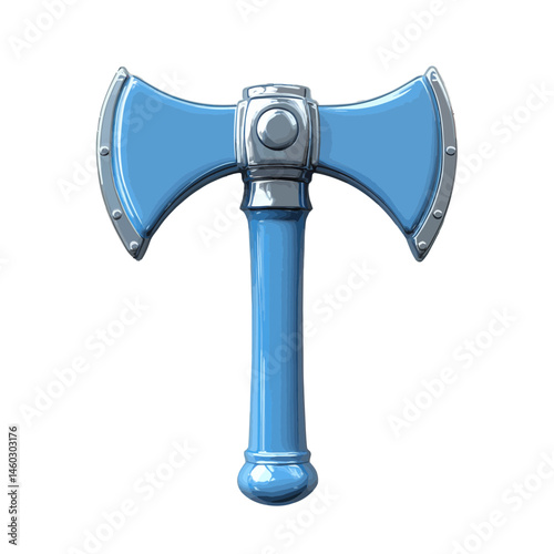 Blue volumetric illustration of an axe icon designed for use in digital graphics and user interfaces