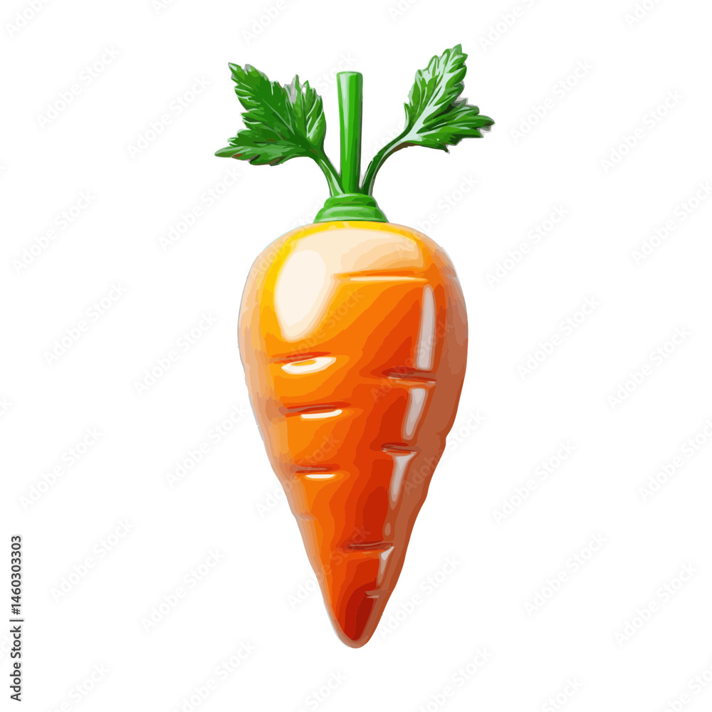Volumetric illustration depicting a realistic carrot with vibrant orange color and green leafy top Volumetric illustration depicting a realistic carrot with vibrant orange color and green leafy top