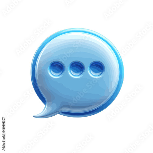 Volumetric illustration representing digital chat with stylized speech bubble in vibrant blue tones