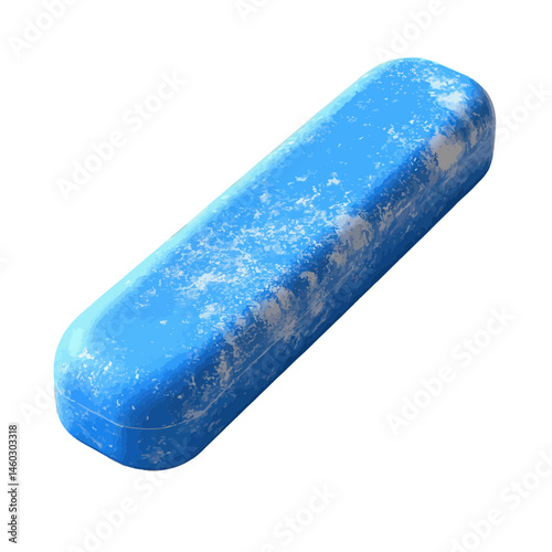 Chalk volumetric illustration showcasing a blue stick with textured surface and subtle shading in an isolated white background