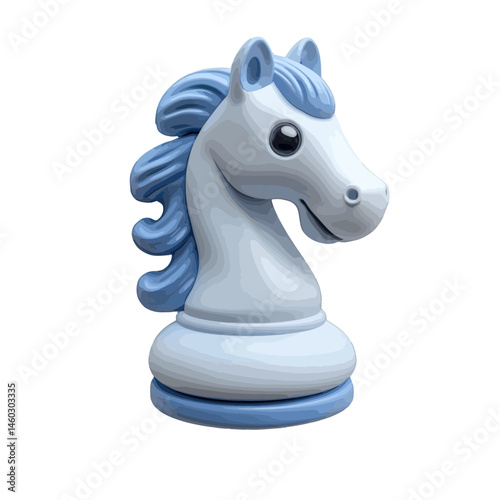 Volumetric illustration of a chess horse piece showcasing intricate details and vibrant colors