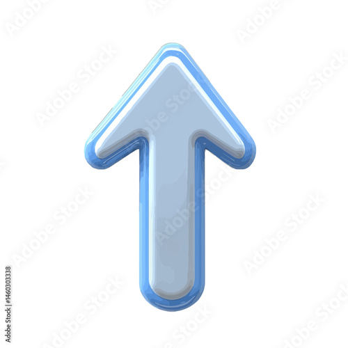 Volumetric illustration of a cursor arrow pointing upward in a bright and modern design suitable for digital applications