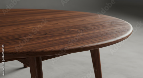 Elegant Brown Round Table With a Smooth Surface And Wooden Legs