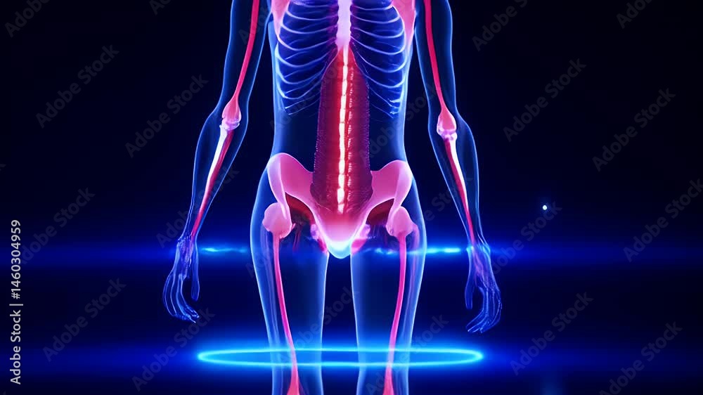 Stockvideon Rotating Human Anatomy Model with Glowing Blue and Pink ...