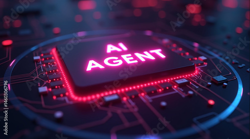 An AI agent hologram symbolizing agentic autonomy for collaboration with the human workforce using autonomous agents to work in business partnership using teamwork