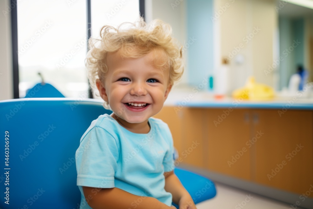 Fototapeta premium Portrait of a smiling 3 years old patient at dental office