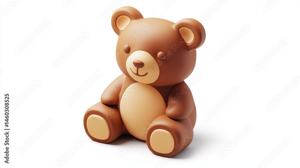 Brown teddy bear sitting, white background, children's toy, illustration Brown teddy bear sitting, white background, children's toy, illustration