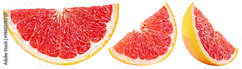 Set of slices of grapefruit citrus fruit isolated on transparent background