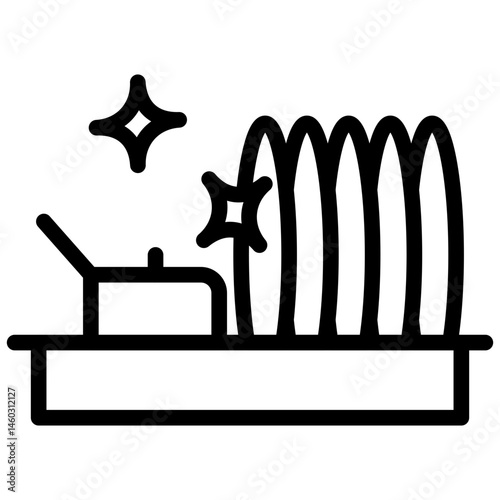 Minimalist Line Art Clean Dishes Icon