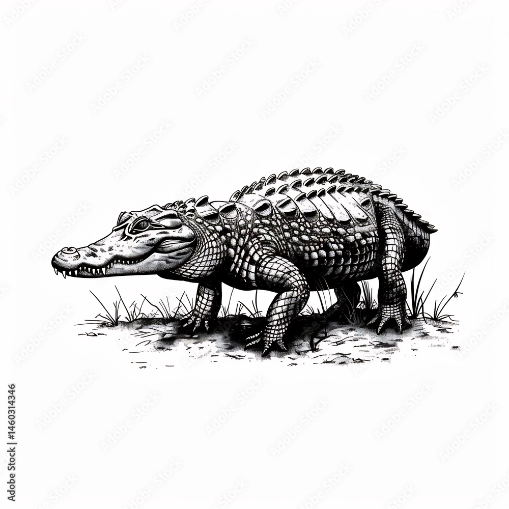 Fototapeta premium background silhouette Crocodile walking land low profile clean vector lines main color black accent color none simple Minimalist