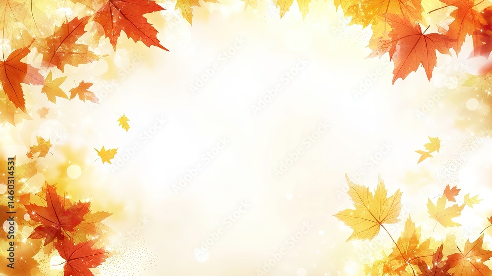 Autumn leaves frame a bright white background. Autumn leaves frame a bright white background.