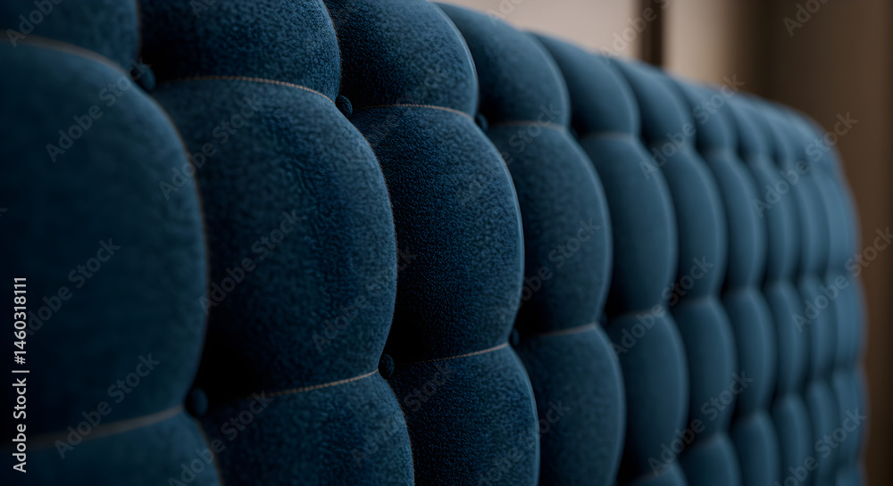 Obraz premium Deep Blue Buttoned Upholstery Texture Fabric Close Up View