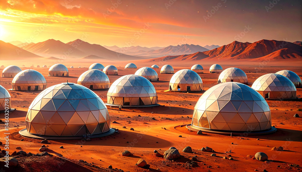 dome shaped structures on a distant planet