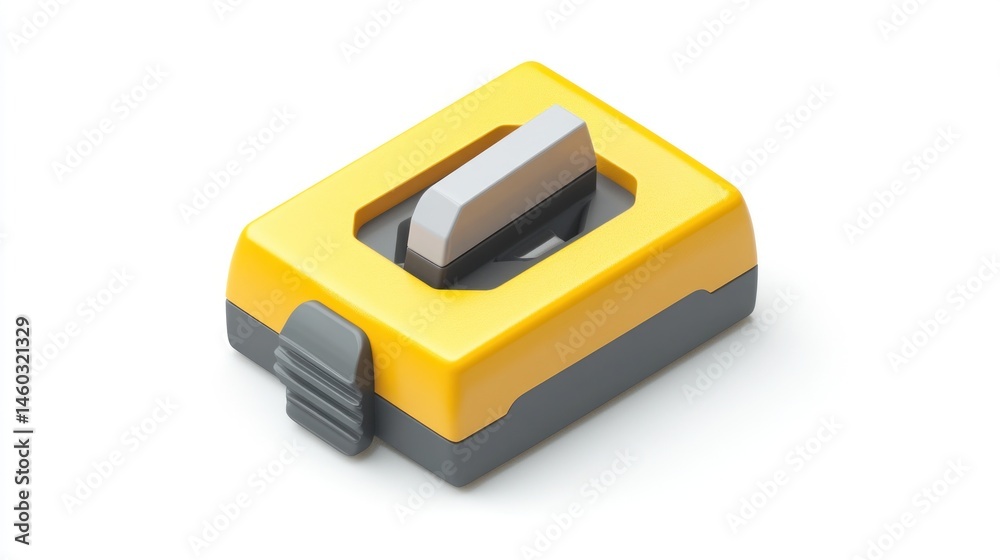Yellow power switch on white background Yellow power switch on white background