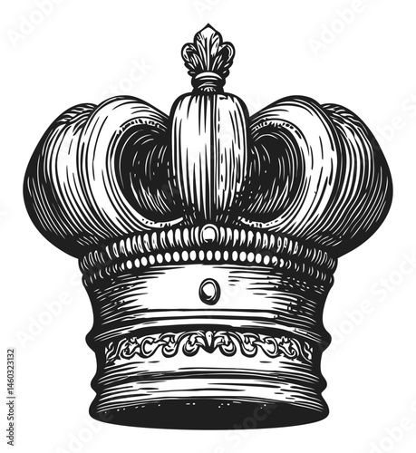 Detailed Illustration of a Vintage Crown with Ornate Design Elements