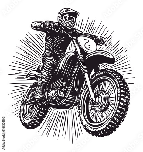 Dynamic Motorcycle Rider in Midair with Motion Lines and Energy