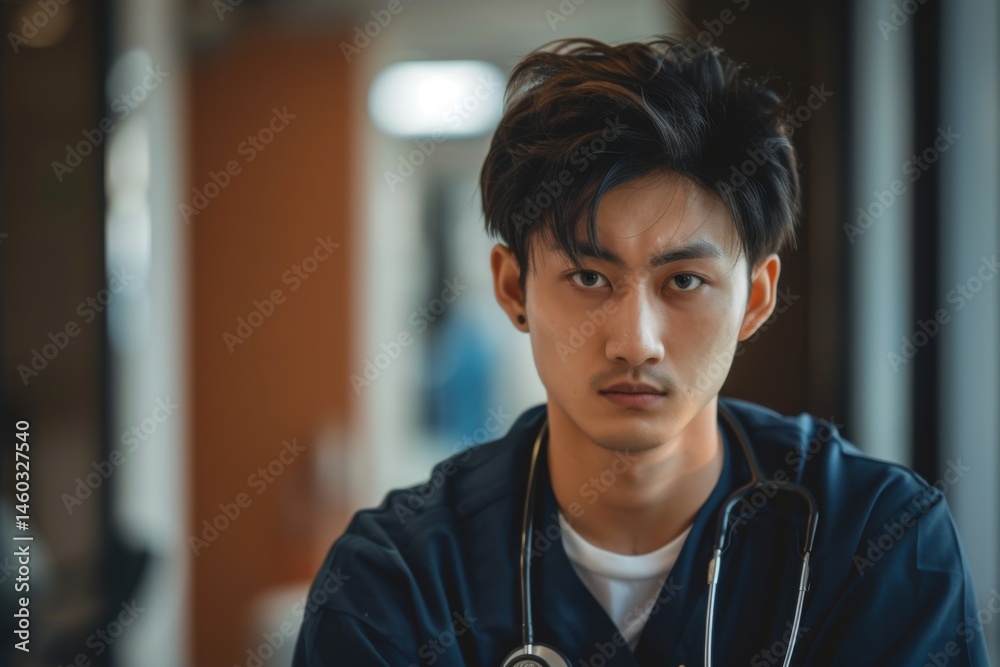 Fototapeta premium Portrait of a young Asian male registered nurse